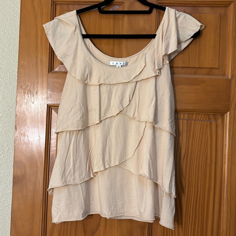 Cream Ruffle Cabi Tank